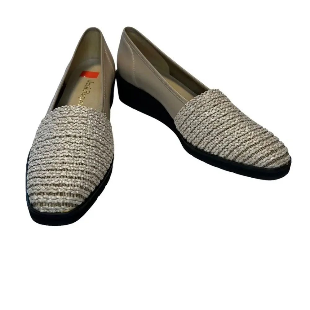 Jack Rogers Woven Fabric Toe Slip On Wedge Heel Shoe Size 8.5N